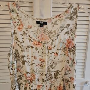 FRYE Dress Womens Small White Green Pink Floral Midi Western Rodeo Lined Pockets